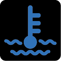 Blaues Fähnchen und Wellen vor schwarzem Hintergrund: Warnleuchte für zu niedrige Motorkühlmitteltemperatur