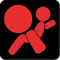 Warnleuchte: Rotes Airbag-Symbol vor schwarzem Hintergrund