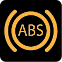 Gelber Kreis und Klammern vor schwarzem Hintergrund: ABS-Leuchte