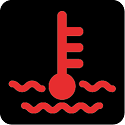 Rote Warnleuchte mit Wellen und Fähnchen vor schwarzem Hintergrund