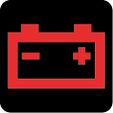 Warnleuchte: Batteriesymbol mit Plus und Minus vor schwarzem Hintergrund